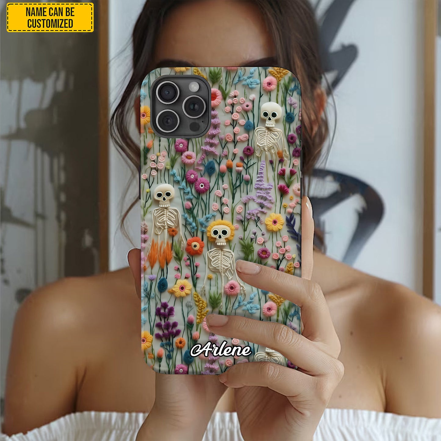 Personalized Skull Floral Phone Case
