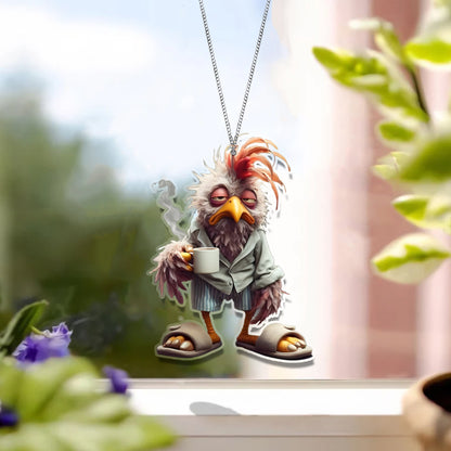 Chicken Funny Coffee Acrylic Window Hanging