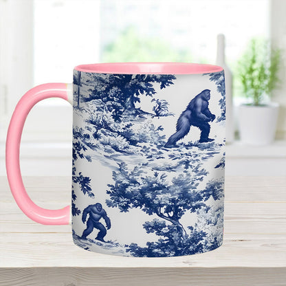 Bigfoot Sasquatch Print Forest Toile Funny Accent Mug