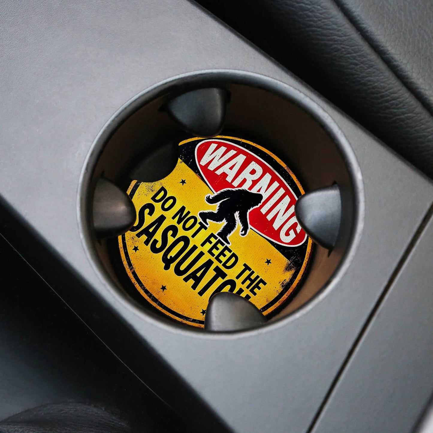 Vintage Warning Sasquatch Car Coaster