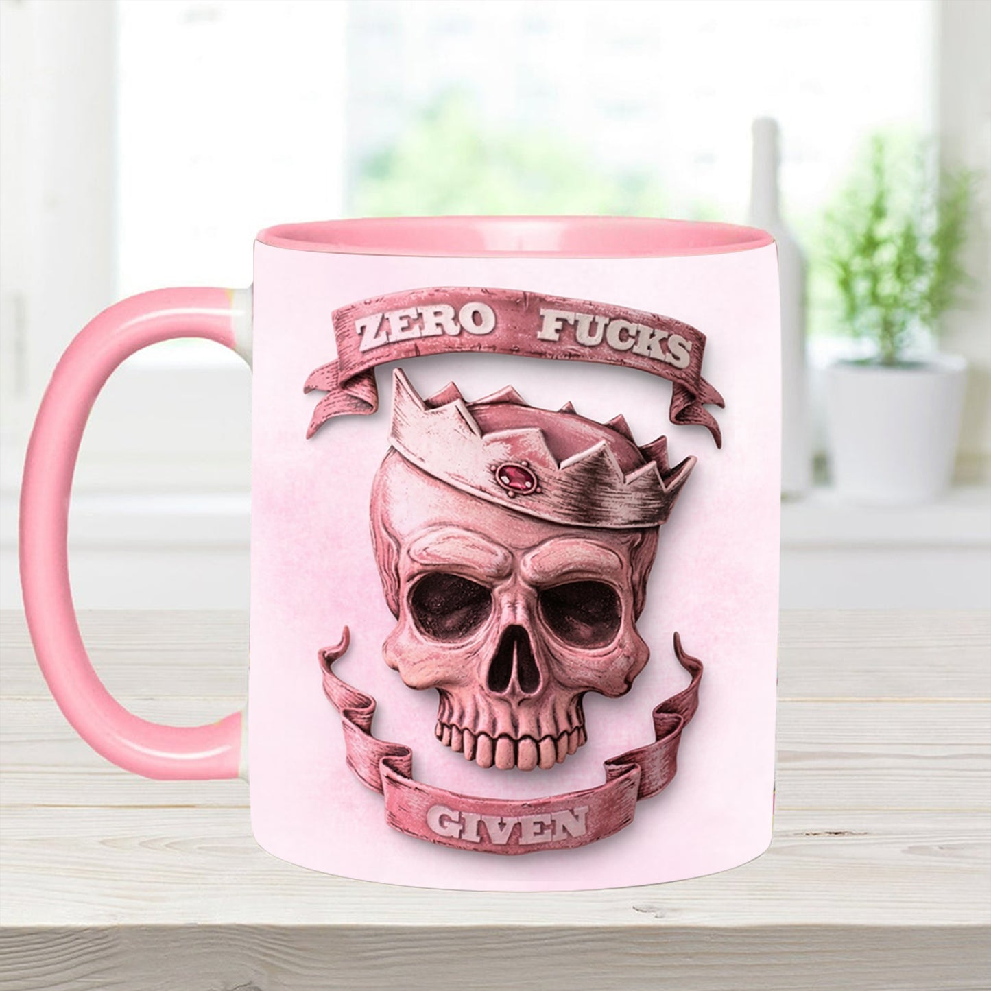 Funny Skull Woman Accent Mug, Perfect Gift Mug