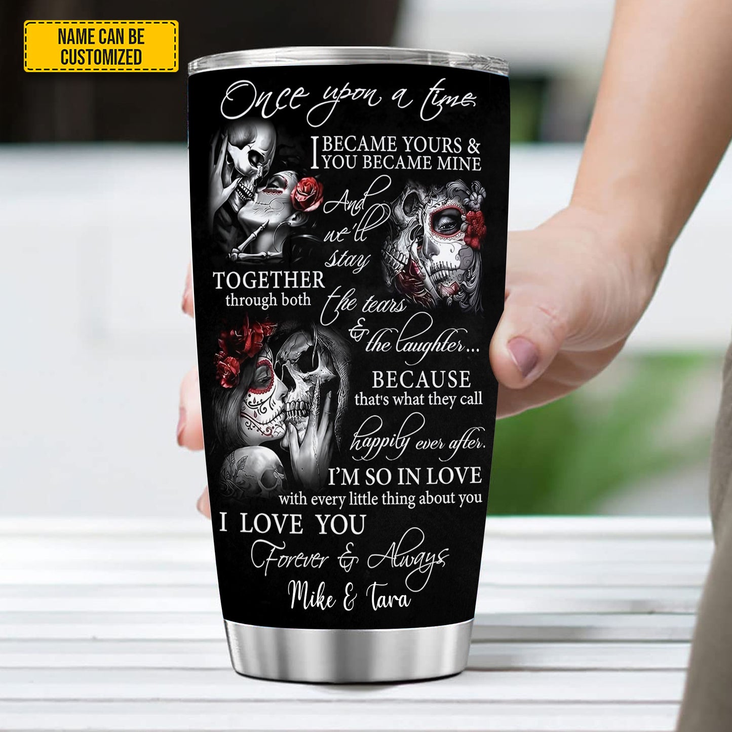 Gothic “Forever & Always” Personalized Couple Tumbler