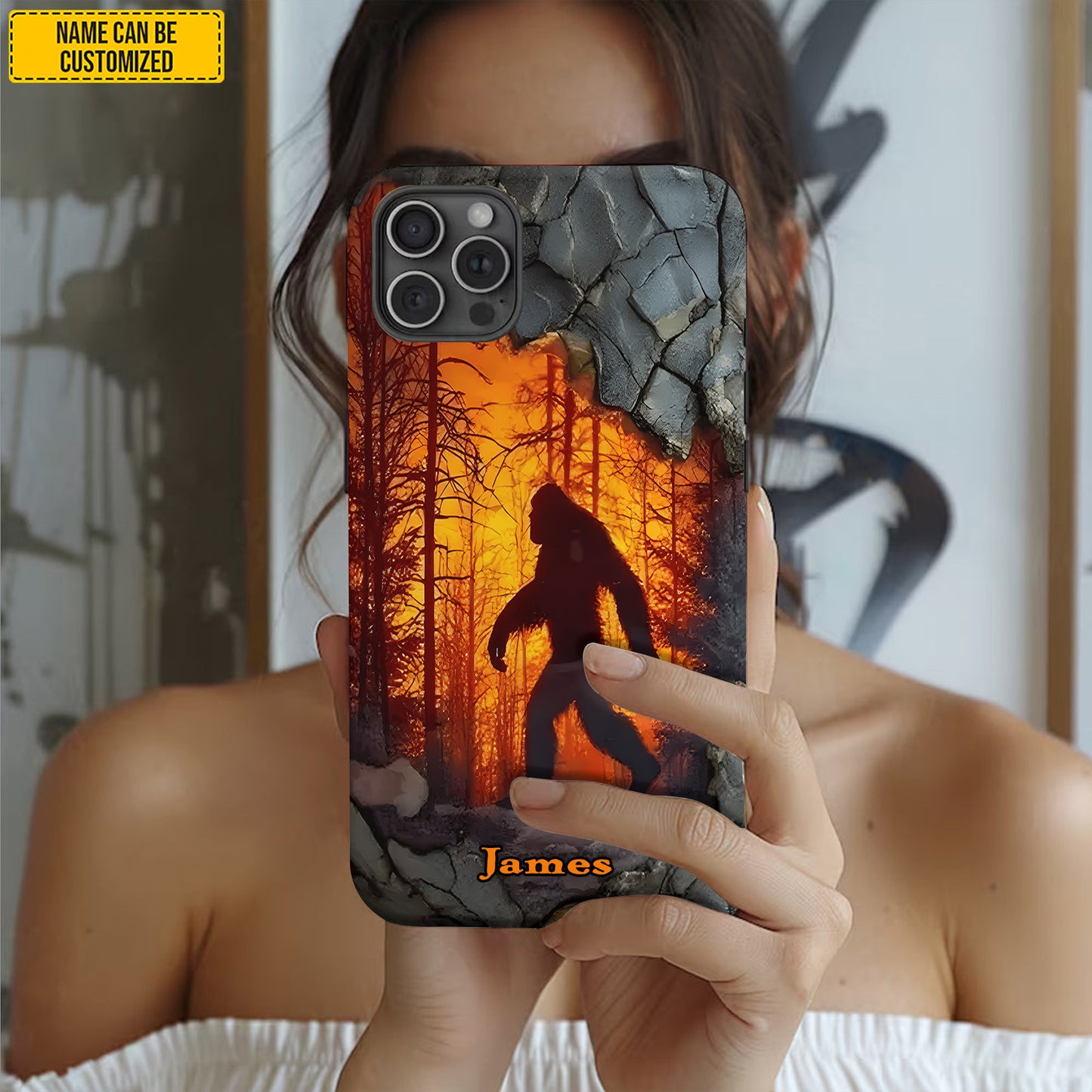 Bigfoot Forest Fire - Personalized Bigfoot Forest Fire Phone Case