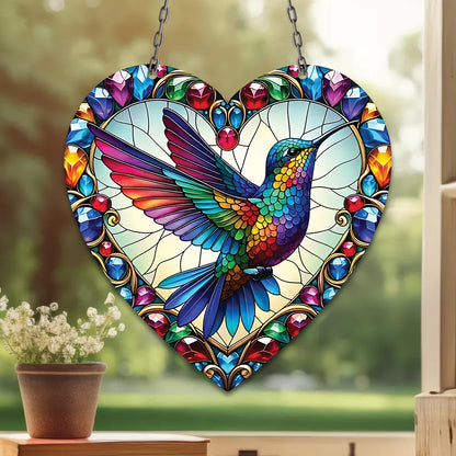 Vibrant Hummingbird Acrylic Window Hanging