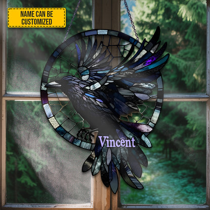 Raven - Personalized Stain Glass Window Hanging Suncatcher