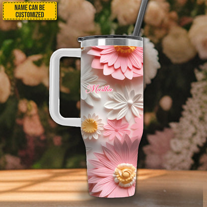 Beautiful Flowers - Personalized Tumbler With Handle 40oz