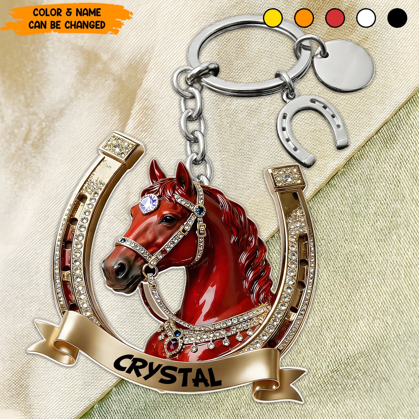 Personalized Sparkle Horse Keychain