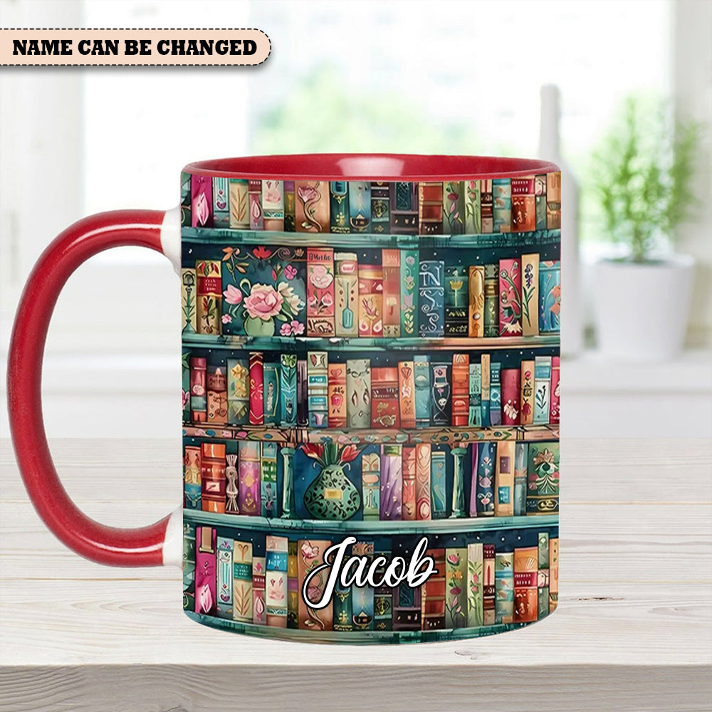 Personalized Bookshelf Mug – Cozy Library Lover’s Dream