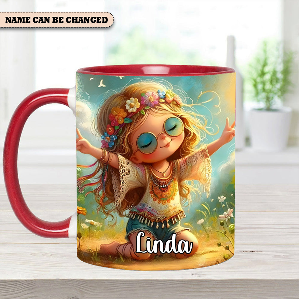 Personalized Hippie Girl Accent Mug