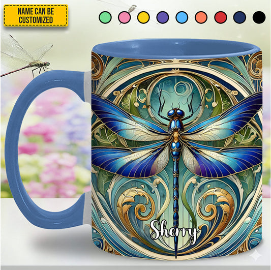 Beautiful Dragonfly - Personalized Dragonfly Accent Mug