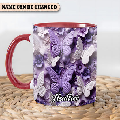 Purple Butterfly - Personalized Accent Mug