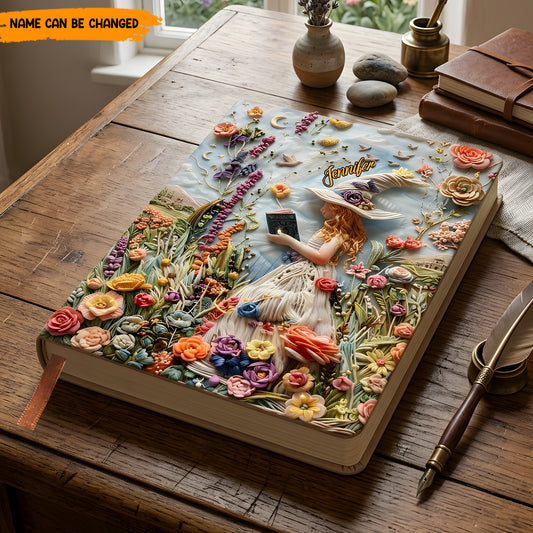Personalized Beautiful Floral Witch Leather Journal