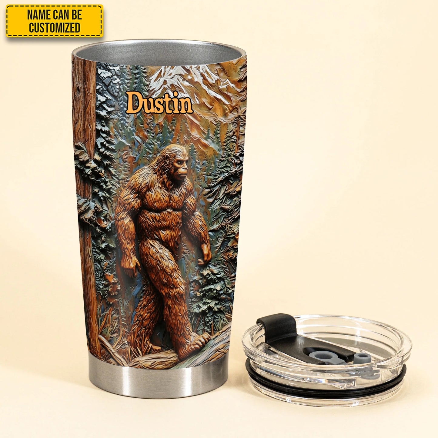 Bigfoot In Forest - Personalized Bigfoot Tumbler