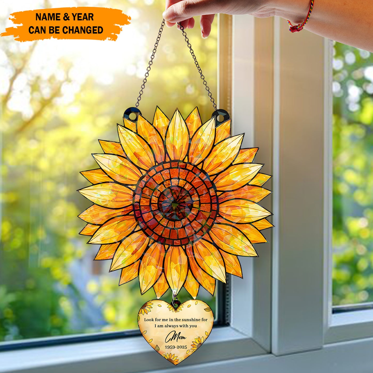 Personalized Sunflower Memorial Acrylic Window