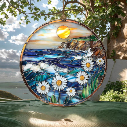 Daisy Flowers Ocean Acrylic Window Hanging