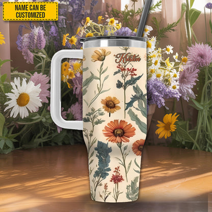 Love Wildflowers - Personalized Tumbler With Handle 40oz