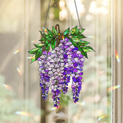 Wisteria Branch Bouquet Holographic Acrylic Window Hanging