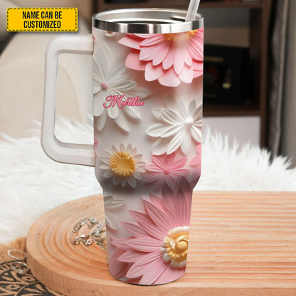 Beautiful Flowers - Personalized Tumbler With Handle 40oz