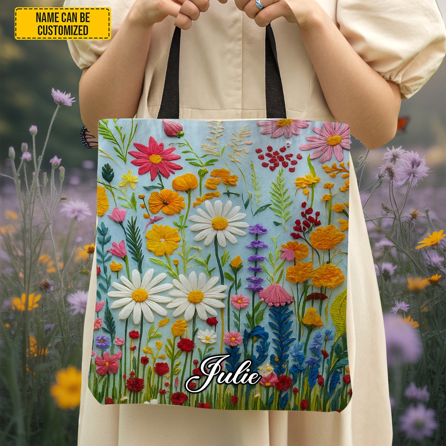 Flower Pattern - Personalized Tote Bag