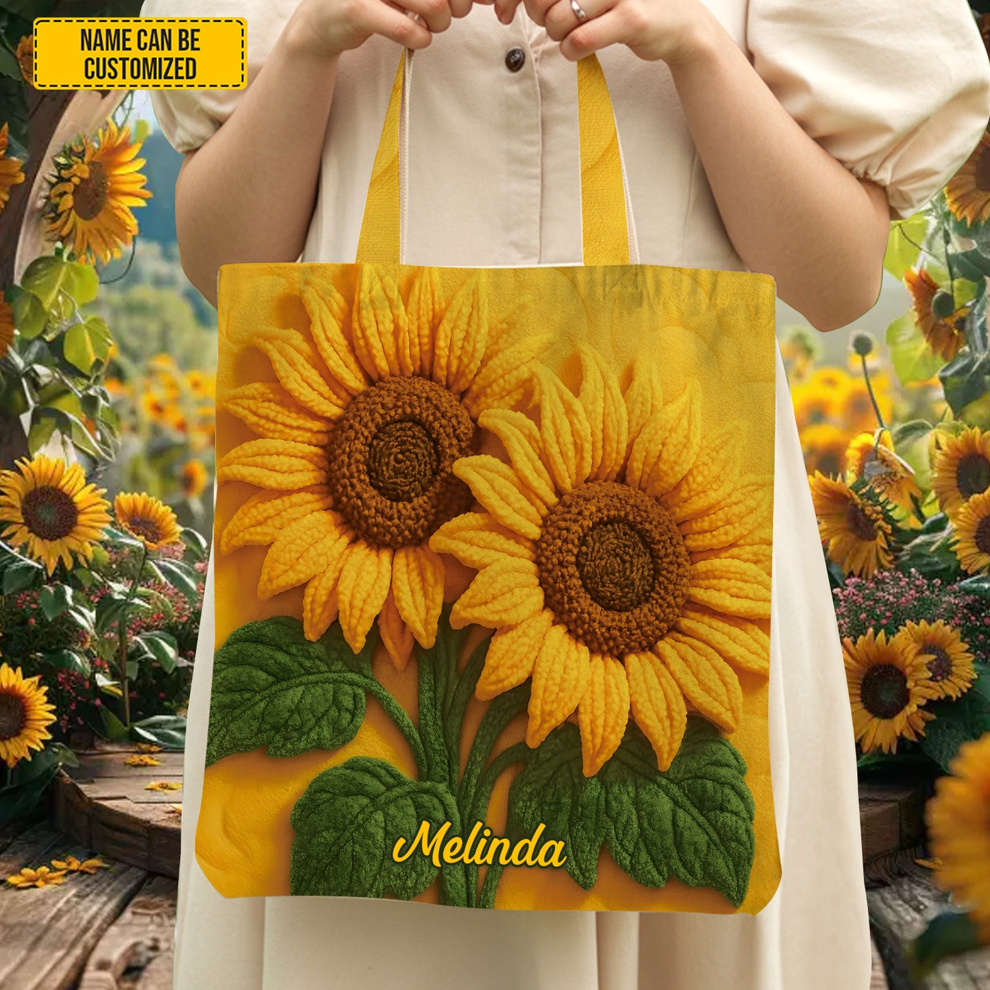 Love Sunflowers - Personalized Sunflower Tote Bag