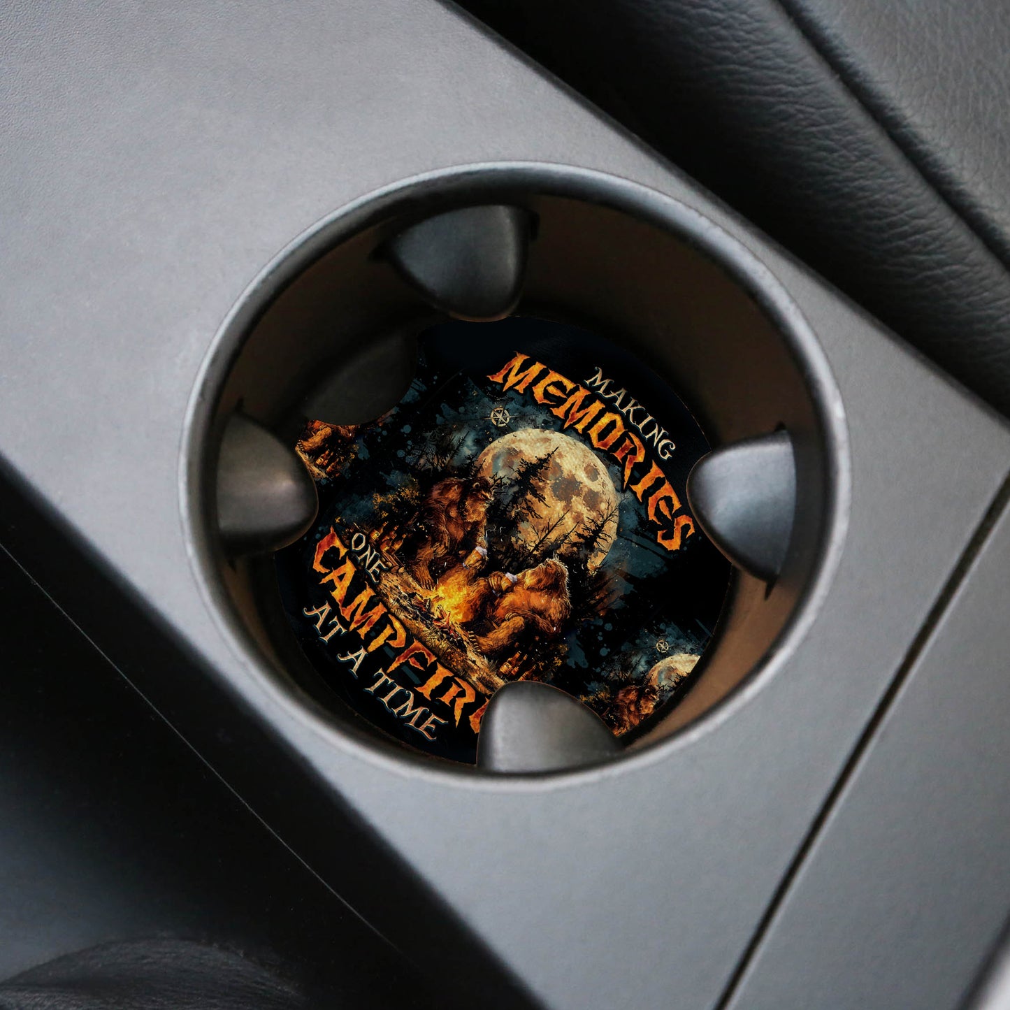 Marking Memories One Campfire Bigfoot Car Coaster