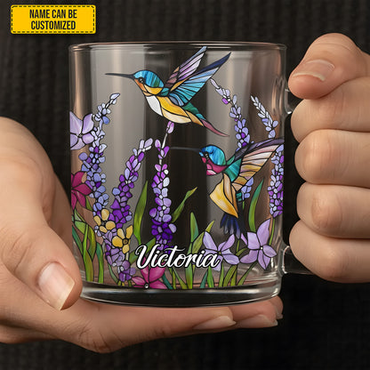 Hummingbird Flowers - Personalized Glass Mug