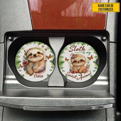 Personalized Sloth-Themed Car Coaster
