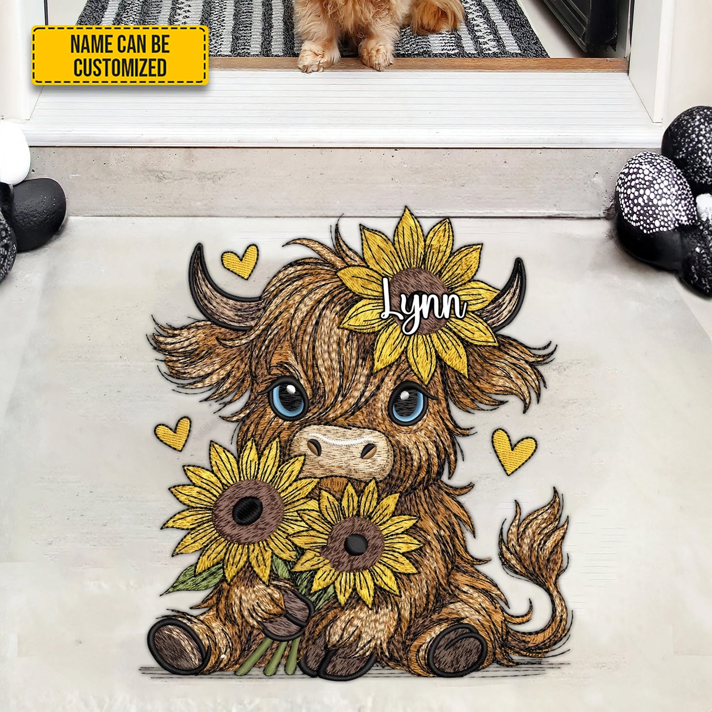 Cow Flowers - Personalized Cow Shaped Doormat