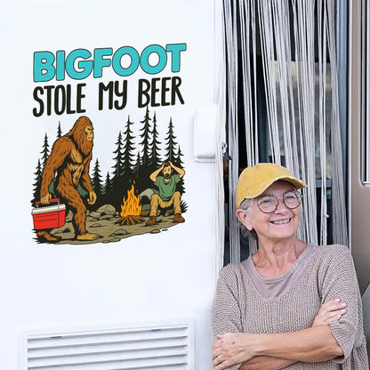 Bigfoot Stole My Beer - Funny Bigfoot Decal, Camper Decal, RV Decal, Happy Camper