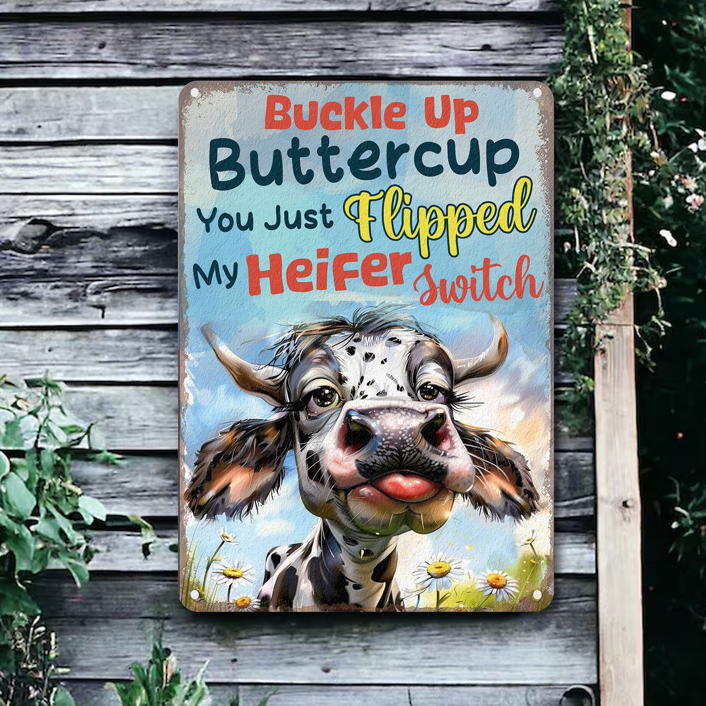 Buckle Up Butter Cup - Metal Sign