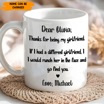 Funny Love Note Gift for Girlfriend – Personalized Couple White Mug