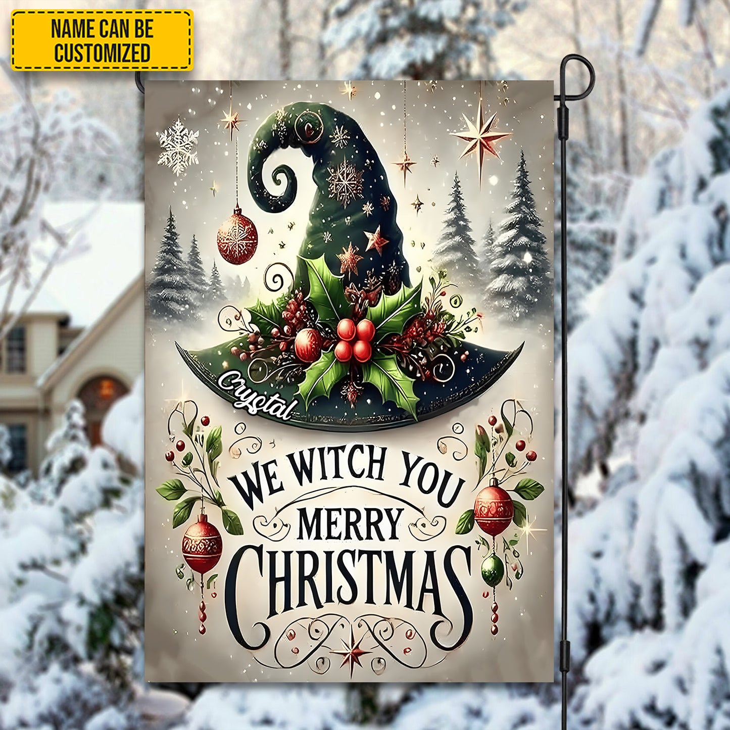 We Witch You Merry Christmas - Personalized Garden Flag, House Flag