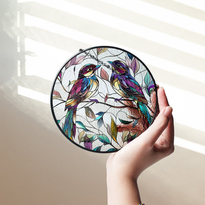 Vintage Stained Glass Bird Suncatcher