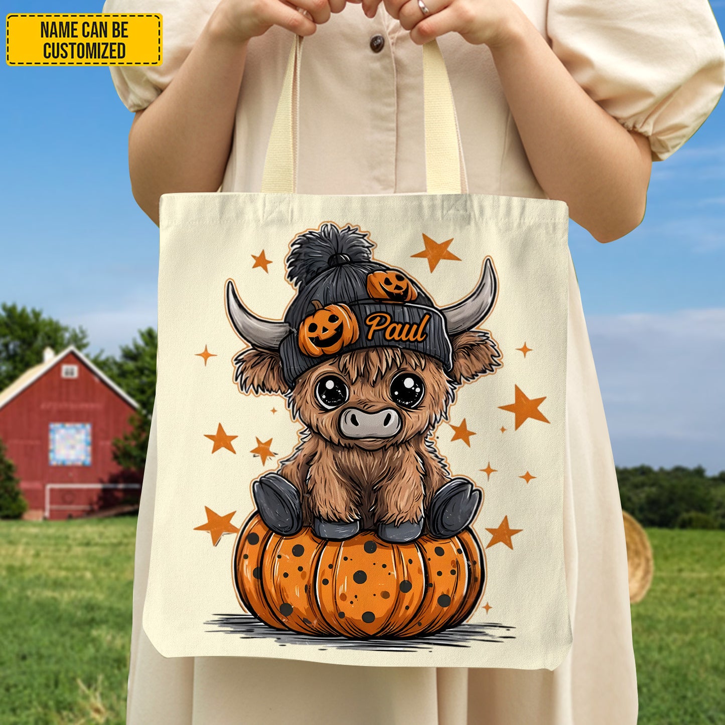 Cute Halloween Cow - Personalized Tote Bag