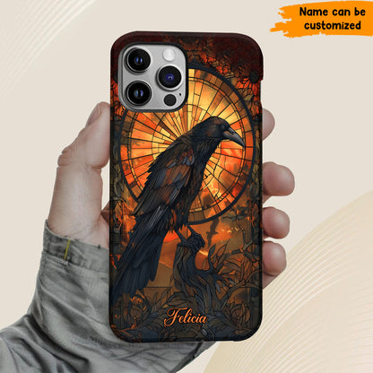 Raven Halloween Stained Glass - Personalized Phone Case