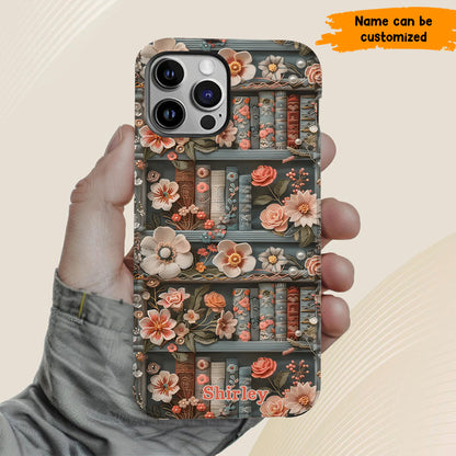 Personalized Floral Bookshelf Phone Case
