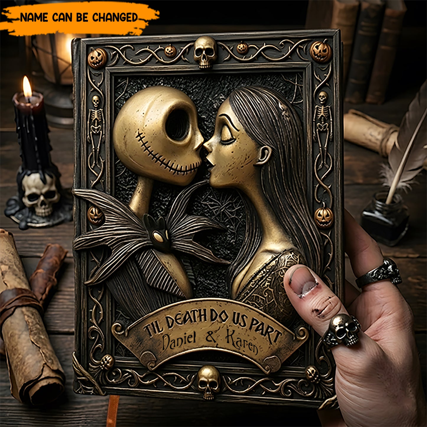 Personalized Gothic Couple Leather Journal