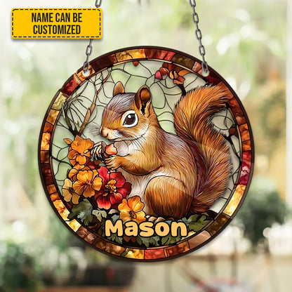Nature's Embrace – Personalized Squirrel Acrylic Window
