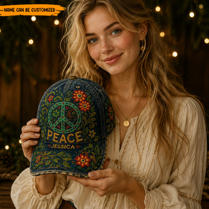 Peace, Love & Wildflowers - Personalized Hippie Classic Cap