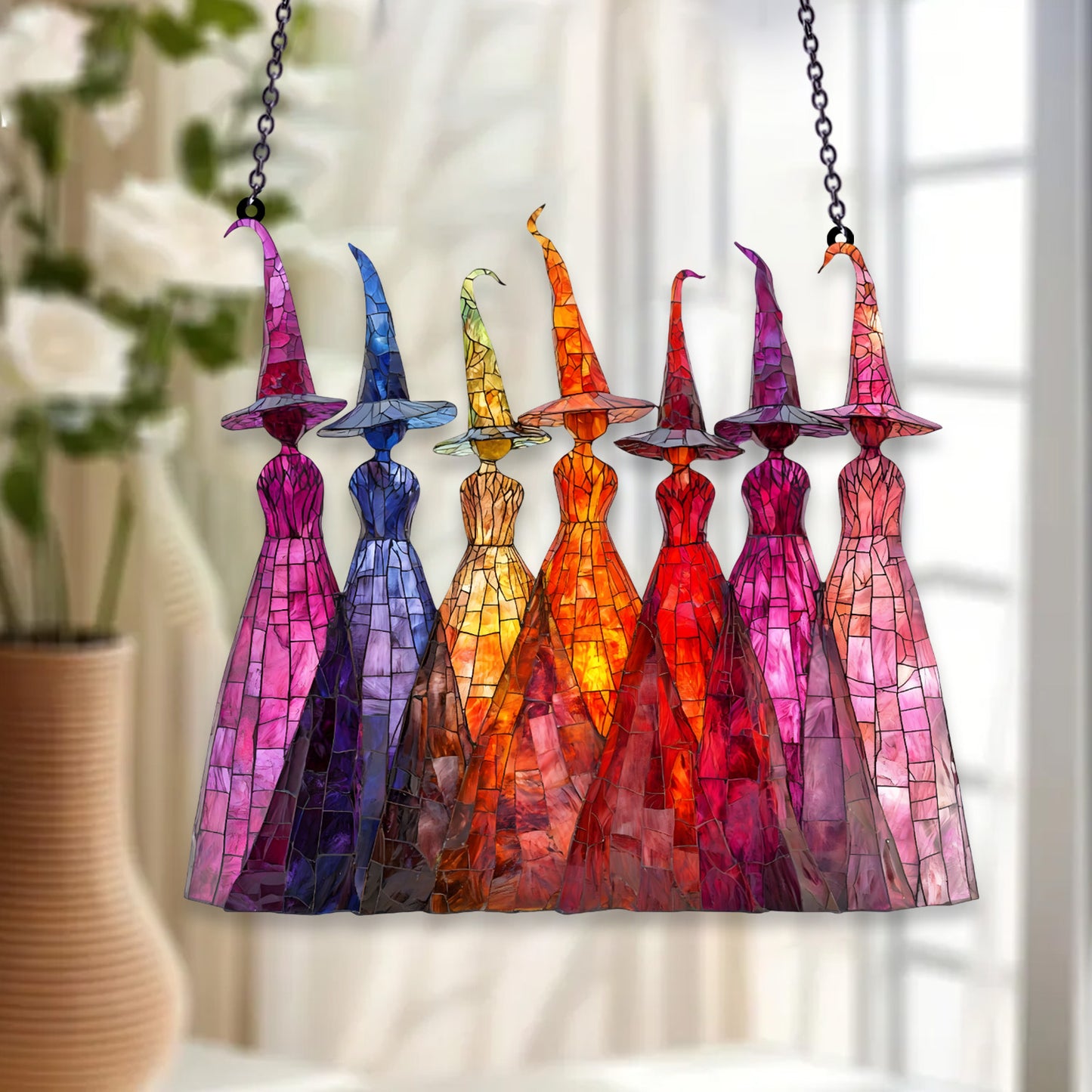 Colorful Witch ACRYLIC Window Suncatcher Decor