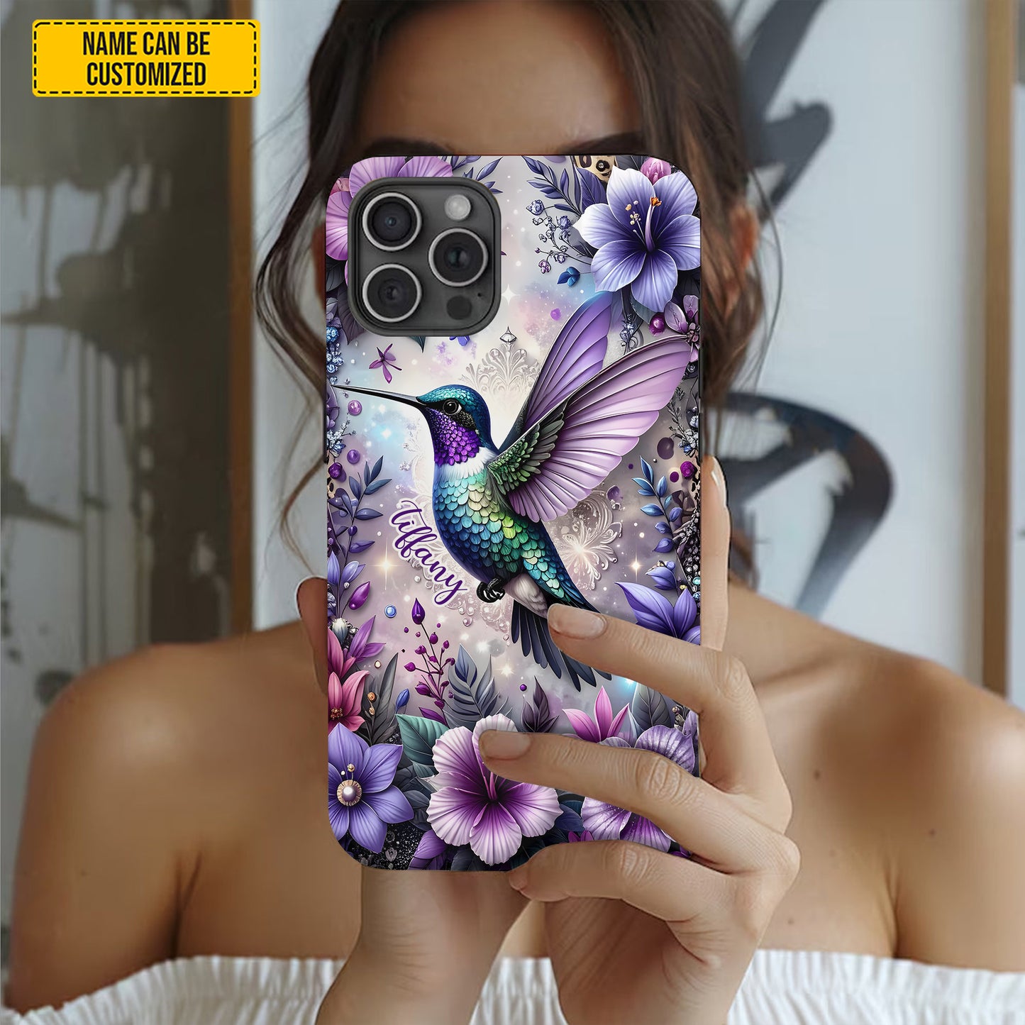 Personalized Hummingbird Floral Phone Case