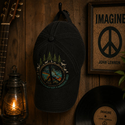 And I Think To Myself - Peace Classic Music Denim Cap