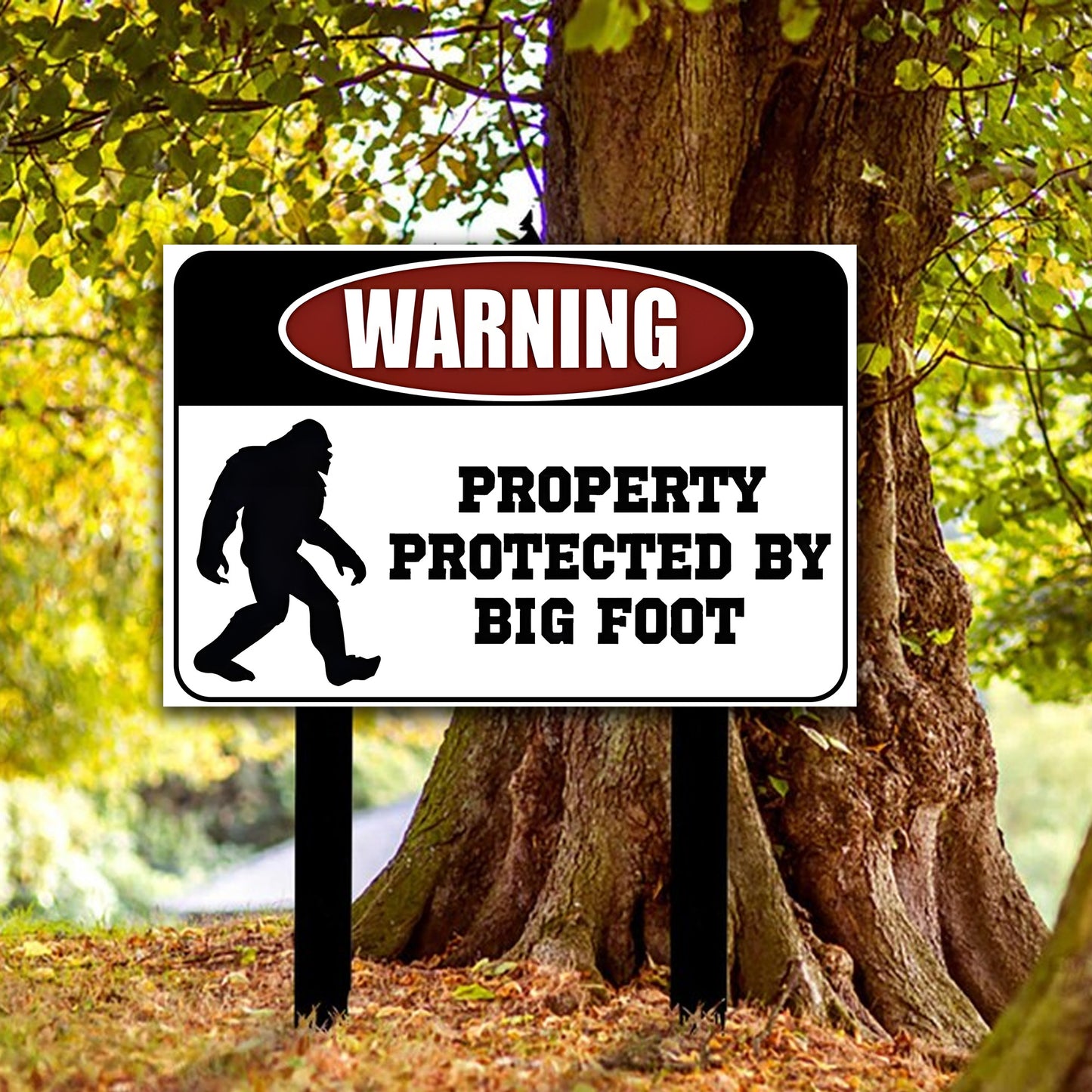 Protected by Bigfoot – Funny Metal Sign