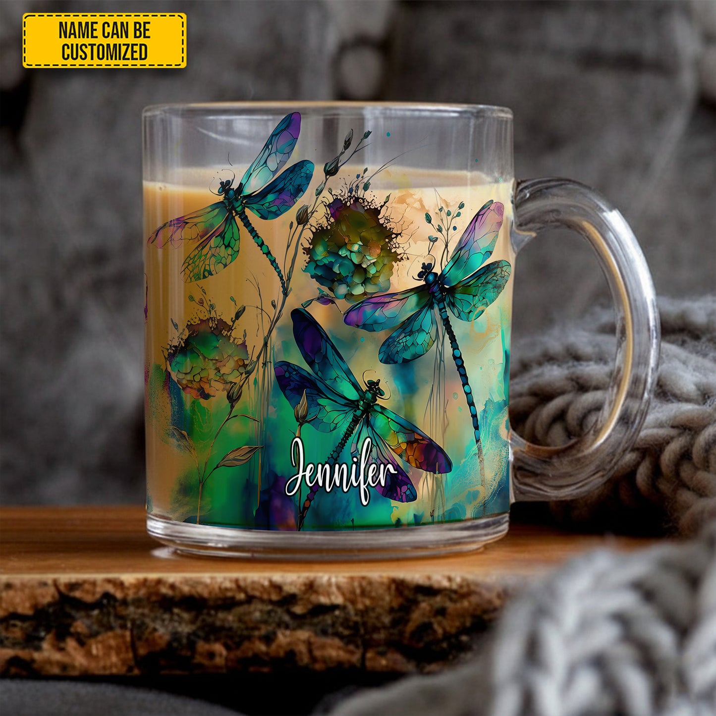 Dragonfly Colorful - Personalized Glass Mug