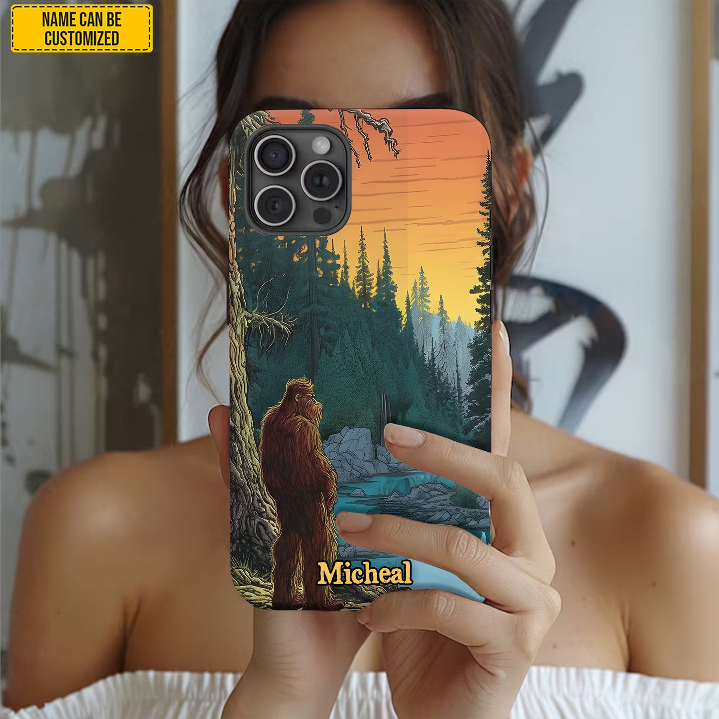 Bigfoot In Trees - Personalized Bigfoot Phone Case