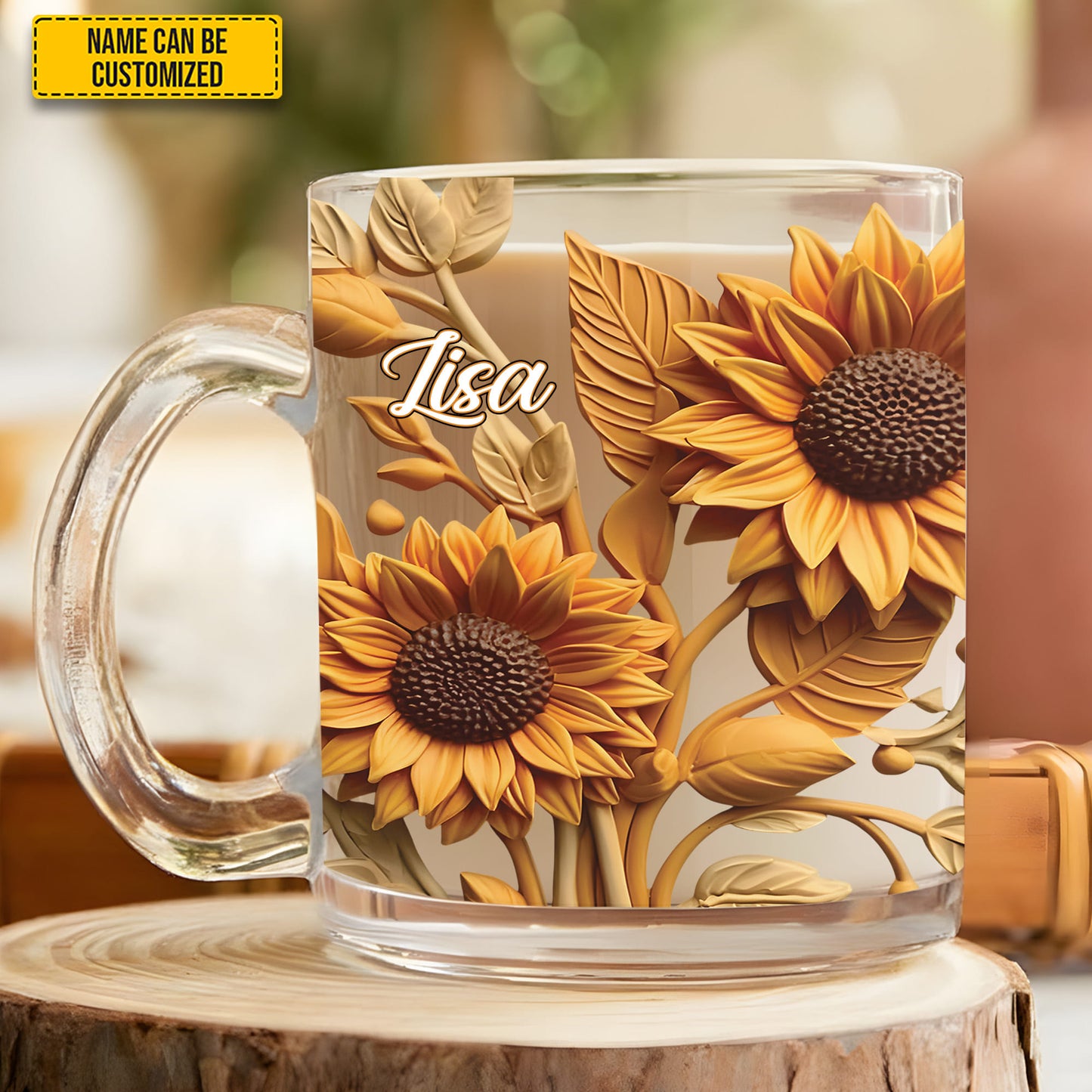 Beautiful Sunflower - Personalized Sunflower Glass Mug