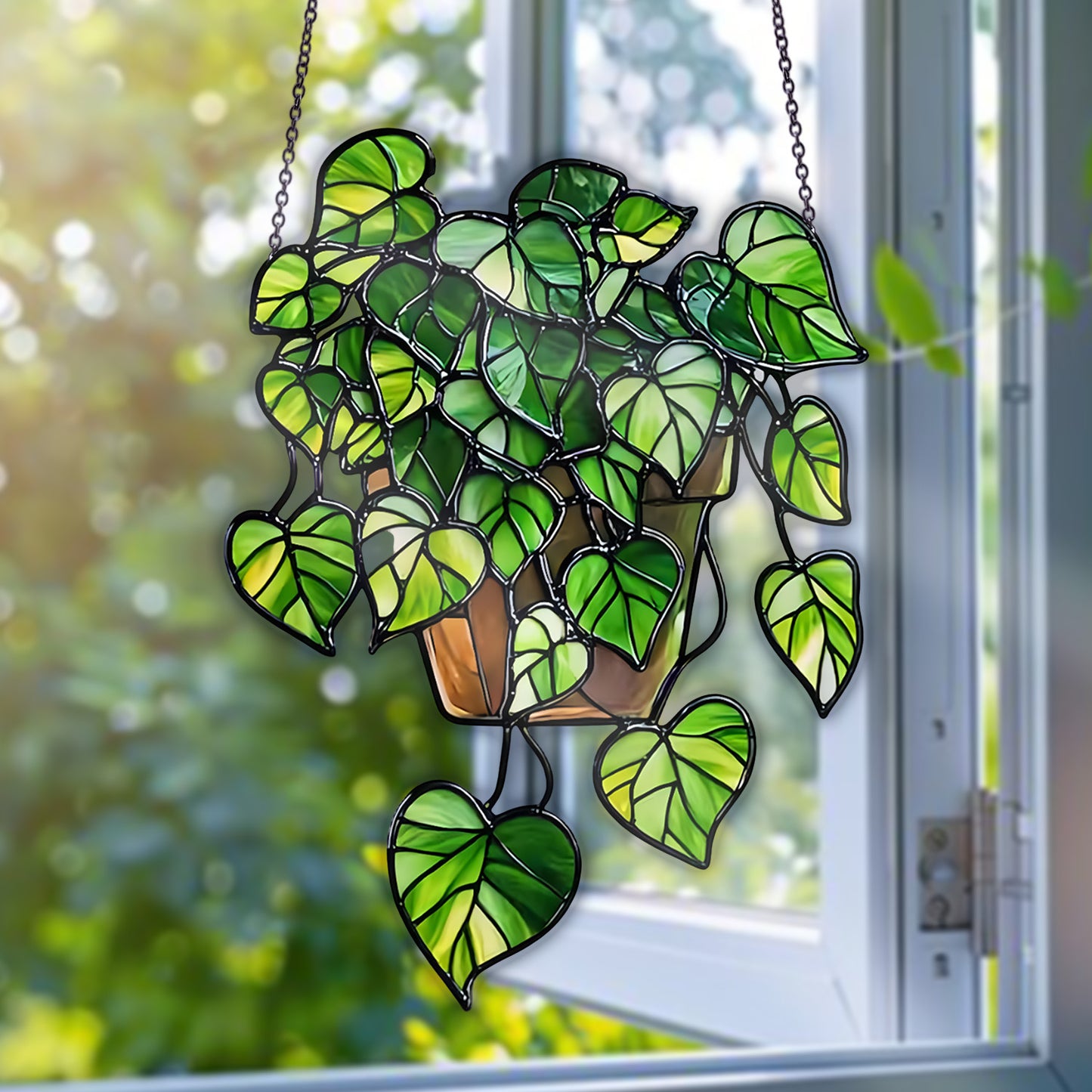 Hanging Heartleaf Plant Acrylic Window Hanging