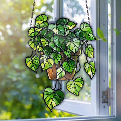 Hanging Heartleaf Plant Acrylic Window Hanging