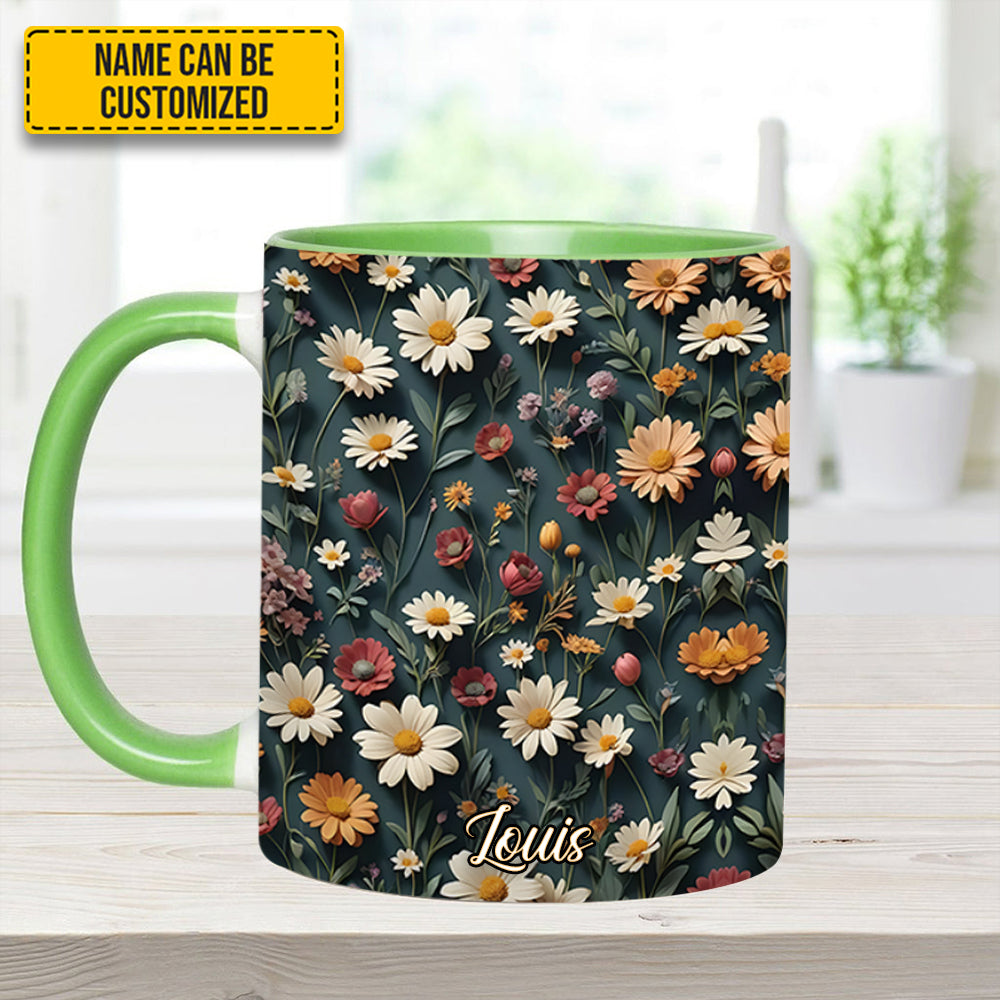 Beautiful Floral - Personalized Flowers Accent Mug