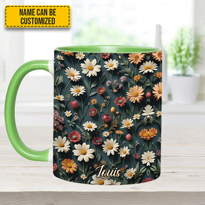 Beautiful Floral - Personalized Flowers Accent Mug